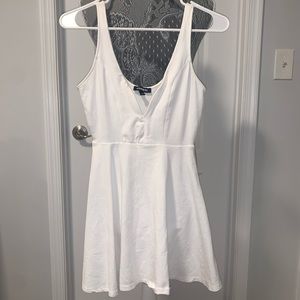 White express dress with low V-neck